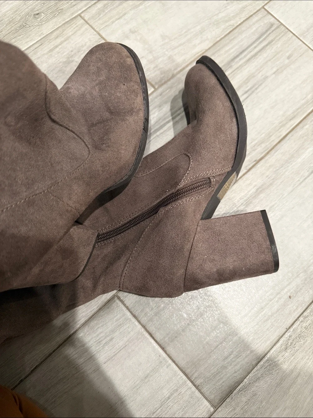 Kohl's Taupe Suede Lace-Up Over-the-Knee Boots